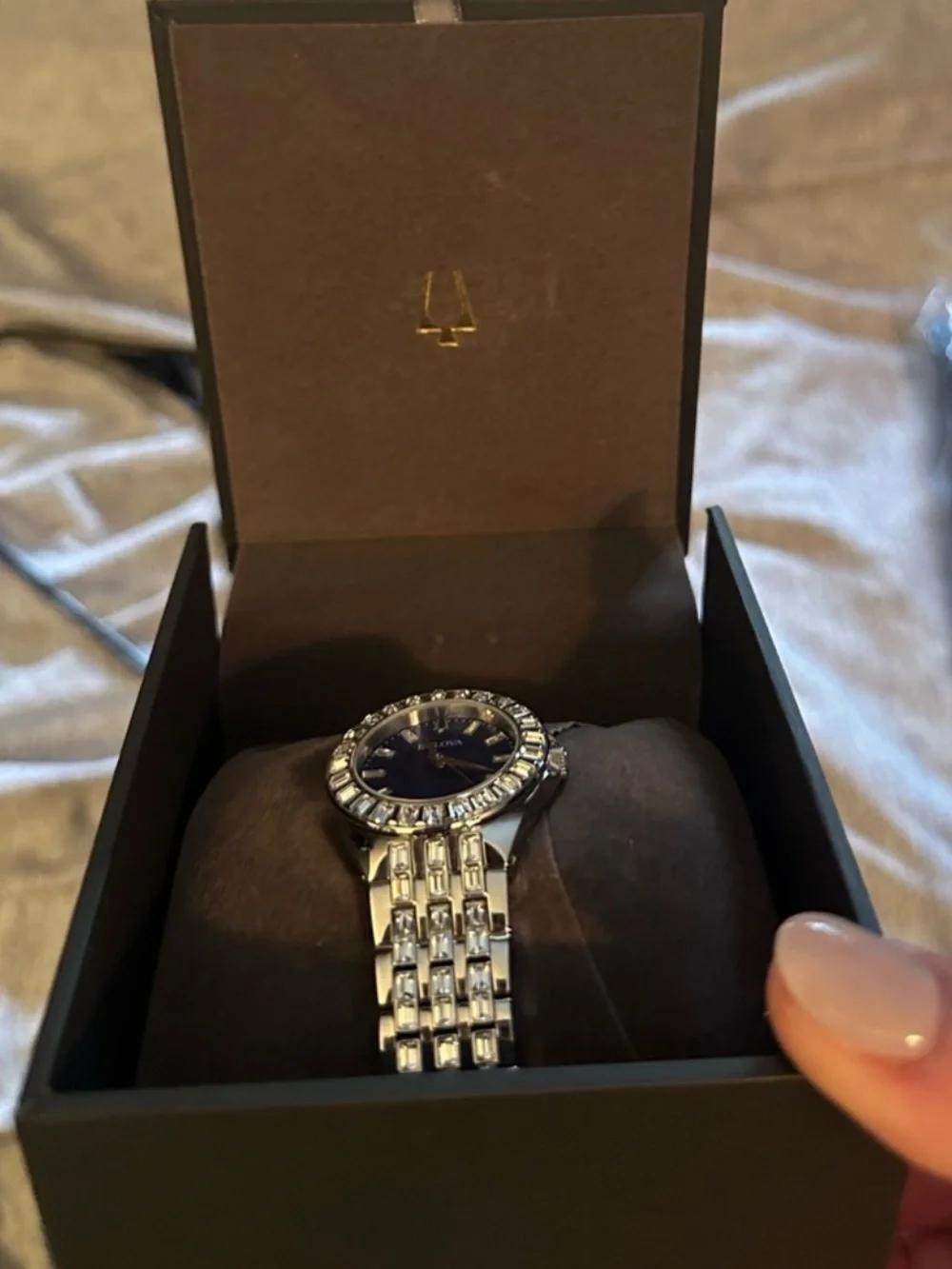 Bulova Silver Bracelet Watch with Blue Dial